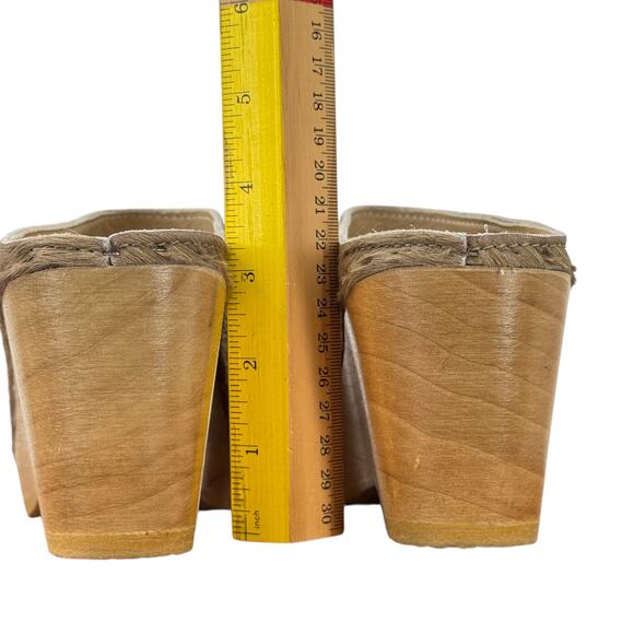 No. 6 New School Clog Wedge 39 9 Horsehair Brown Tan Classic Handmade Luxe Wood - Picture 5 of 9